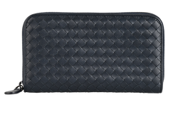 Bottega Veneta Zipped Intrecciato Wallet, Lthr, Navy,  2SO1424830K, DB,2*